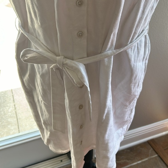 EUC Abercrombie & Fitch shirt dress in white Size Large Petite Linen Blend - Picture 7 of 9